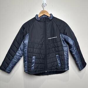 Under Armour Youth M Black Gray Puffer Coat Jacket 2-Tone EUC